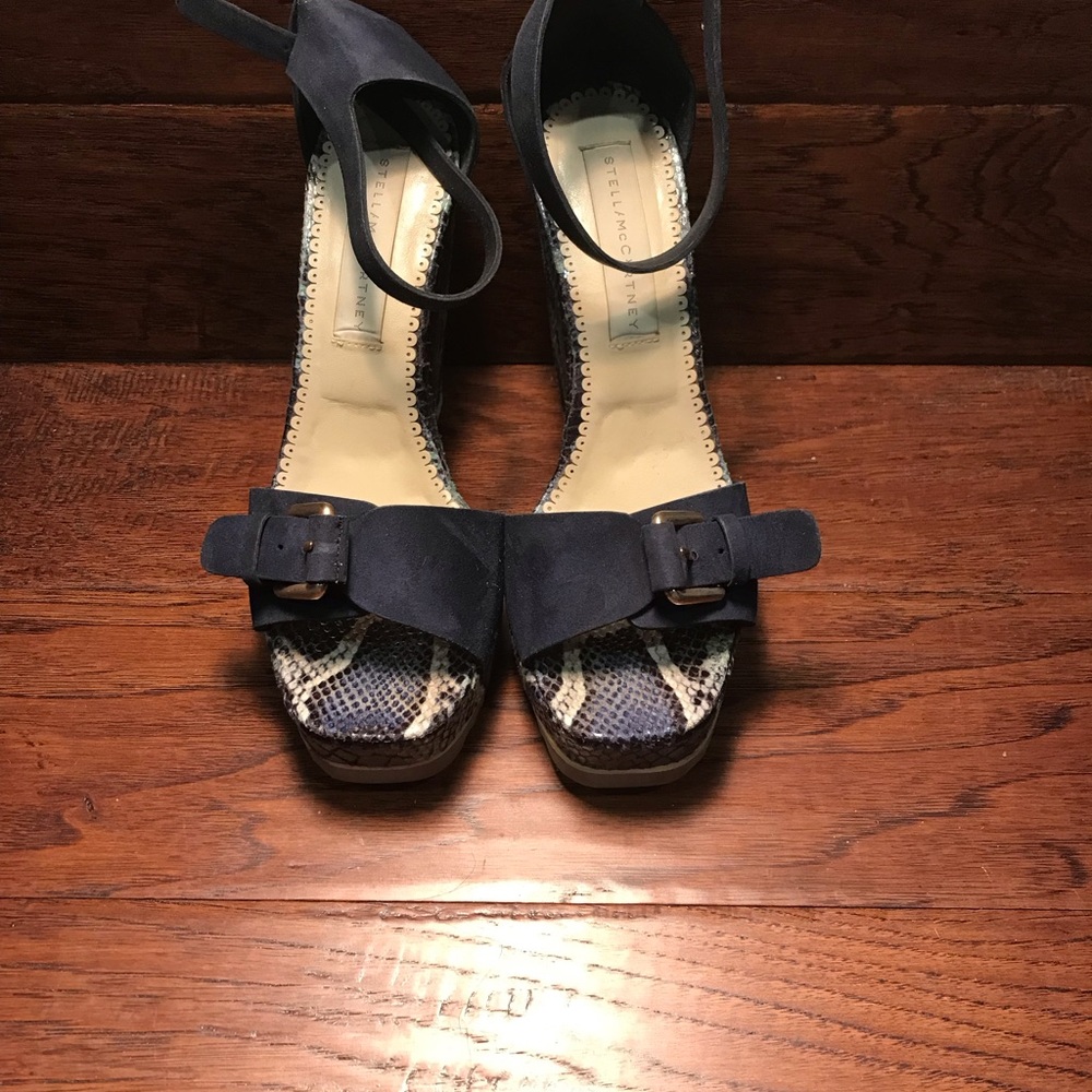 Stella McCartney Suede and Snakeskin Women's Block Heels